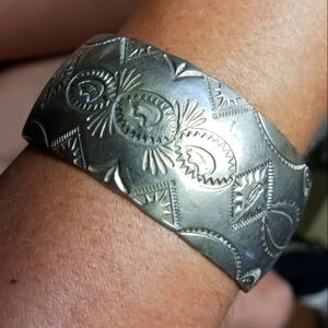 Navajo Signed "M Sterling" Silver Cuff Bracelet